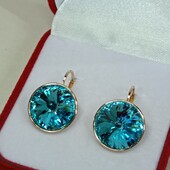 Очаровательные серьги с кристаллами Swarovski.Позолота 585 пробы 18К.