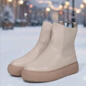 Зима! Натуральная Кожа! бежевые "челси" 36,37,38,40р