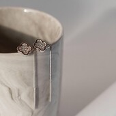 Срібні сережки протяжки з золотими напайками