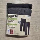 Пеппертс! Трикотажні лосіни для дівчинки, лосини для дівчинки 134/140, в лоті 2 шт! Лот 451