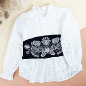 Блуза дитяча з вишитим поясом 104-134