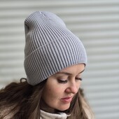 Шапка зимова рубчик сіра