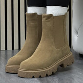 Зима! Натуральная Кожа на овчине! челси горчичные 36,38,39р