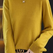 Елегантний жіночий пуловер гірчичного кольору, розмір-XL