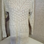 Мереживний світр- туніка льон