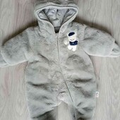 Leerjia теплый плюшевый комбинезон с капюшоном на малечу от 0 до 3 месяцев