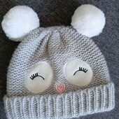TU брендовая теплая вязаная шапочка на малышку до 2 х лет