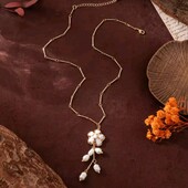 Кольє, намисто квітка, китиці з перлинами, позолота