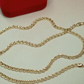 Очаровательная цепочка 50 см, плетение узелками. Позолота 585 пробы 18К.