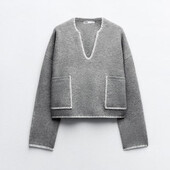 Теплий светр з контрастними швами zara