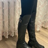 Шкіряні чоботи ботфорти 36розм, відмінний стан