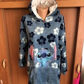 Меховушка, плюшева туника, кофта, худи, L-XL. стич. Disney, слип, пижама, в ідеалі