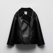 Стильна тепла дублянка zara, чорний колір. розмір eu 40(l)/42(xl)