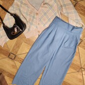 Брюки палацо трикотаж стрейч ніжно блакитні М.нюанс