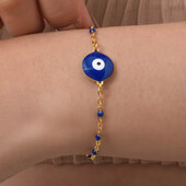 Браслет, ланцюжок, підвіска око, оберіг, медзолото, позолота 18к