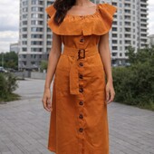 Сукня на гудзиках з поясом 55% льон