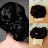 Шиньйон накладка коротка на гребінцях чорна кава з Японського Канекалона фірми Diamont