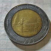 Монета Італії 500 лір 1987