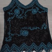 Розпродаж!!!Брендовая красивая блуза расшитая лентами и ажурной тесьмой р. 12-16