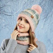 Шикарный вязаный комплект на флисе