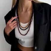 Намисто з дерева, дерев'яне, довге, багатошарове