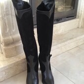 Елегантні італійські чоботи з натуральної замші і шкіри