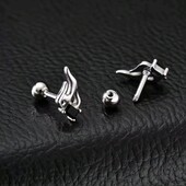 Сережки цвяшки полум'я, вогонь, чорний циркон, панк, рок, готика