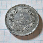 Монета Франції 5 франків 1945