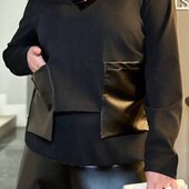 Шикарнейший женский костюм креп дайвинг, ЭКО кожа 48 р. На грудь 120 см