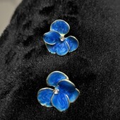 Гарні сережки квіти пусети мед золото з емаллю