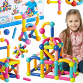 магнитный конструктор 3Д конструктор строительные палочки детские разноцветные 64 шт