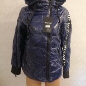 Деми куртка косуха, рукава на молниях, черная и синяя S, M, L