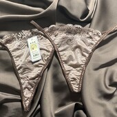 Делікатні труси-стрінги з мереживом, беж S