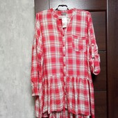 Брендовая новая вискозная блуза-туника оверсайз р.12-14.