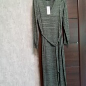 Брендовое новое вискозное трикотажное теплое платье р.14.