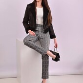 *** брюки в клетку в цвете графит