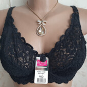 Мереживний бюстгальтер без поролону чорний 105 D /46D