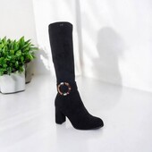 Сапоги замша на каблучку демі