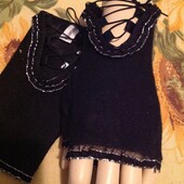 Кашемировые, гламурные перчатки - митенки, р.8