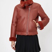 Бордова марсала дублянка куртка дубленка шубка хутро косуха авиатор авіатор