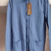 Вовняний кардіган у блакитному кольорі на гудзиках