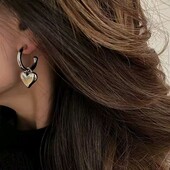 Сережки кільця підвіска випукле серце, серця, медсталь