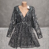 Шикарное нарядное платье паетки, р.40/42(евро)