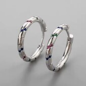 Срібні сережки круглі з фіанітами 925