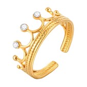 Відкрита, регулююча каблучка, кільце корона, циркони, медзолото