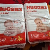 Лот 2 уп. Підгузки Huggies Classic розмір 3 (4-9 кг) + подарки