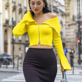 Топ з відкритими плечима та блискавкою zara