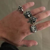 Набір каблучок, кільця, печатки серце, зірка, зірки, панк, рок, хіп хоп