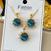 Набор украшений серьги и подвеска позолота