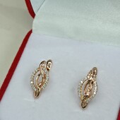 Нежные серьги с белыми фианитами. Позолота 585 пробы РО.